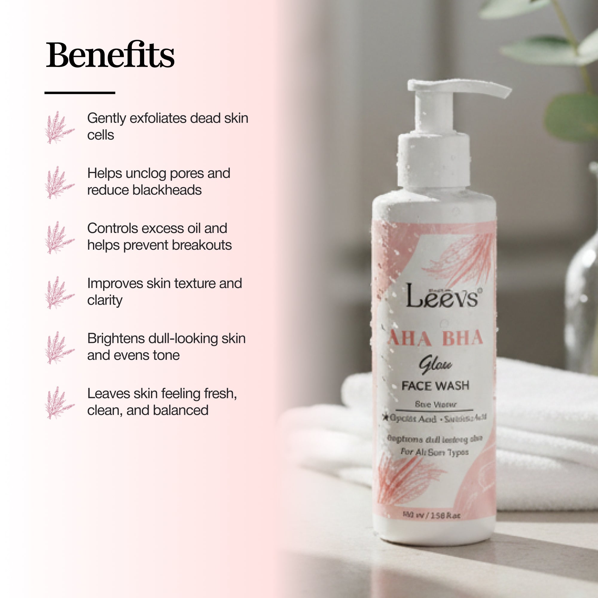 Leevs AHA BHA Glow Face Wash