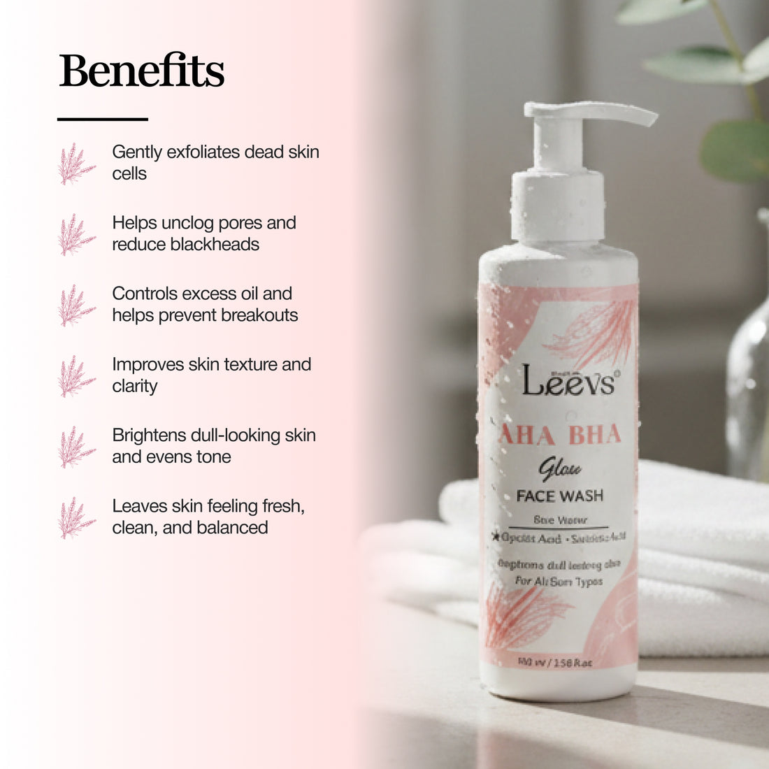 Leevs AHA BHA Glow Face Wash